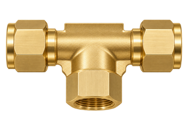 DTH brass compression fitting — representative colored series image; dimensions vary by model.