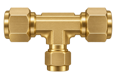 DTR brass compression fitting — representative colored series image; dimensions vary by model.