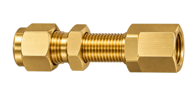 DSS brass compression fitting — representative colored series image; dimensions vary by model.