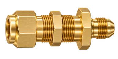 DUE brass compression fitting — representative colored series image; dimensions vary by model.