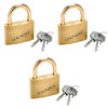 3 Pack of Keyed Alike 3/16 Inch Solid Brass Padlocks for Boats and Trailers