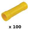 100 Pack Yellow 12-10 AWG Vinyl Insulated Butt Connector Terminals for Boats
