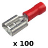 100 Pack Red 22-18 AWG Nylon Insulated 0.25" Female Spade Terminals for Boats