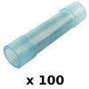 100 Pack Blue 16-14 AWG Nylon Insulated Butt Connector Terminals for Boats