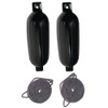 2 Pack 5-1/2 Inch x 20 Inch Double Eye Black Inflatable Vinyl Fenders with Lines