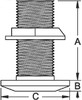 GROCOÂ® - BRONZE THRU-HULL FITTINGS - Thread: Â½" A: 2.20" B:  0.30" C: 1.70"