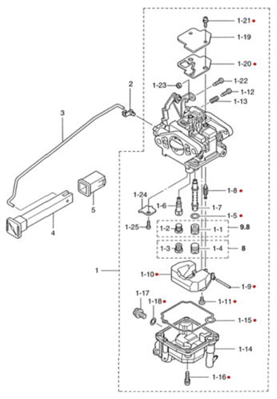 3V1871220M Tohatsu & Nissan Marine Carburetor Repair Kit