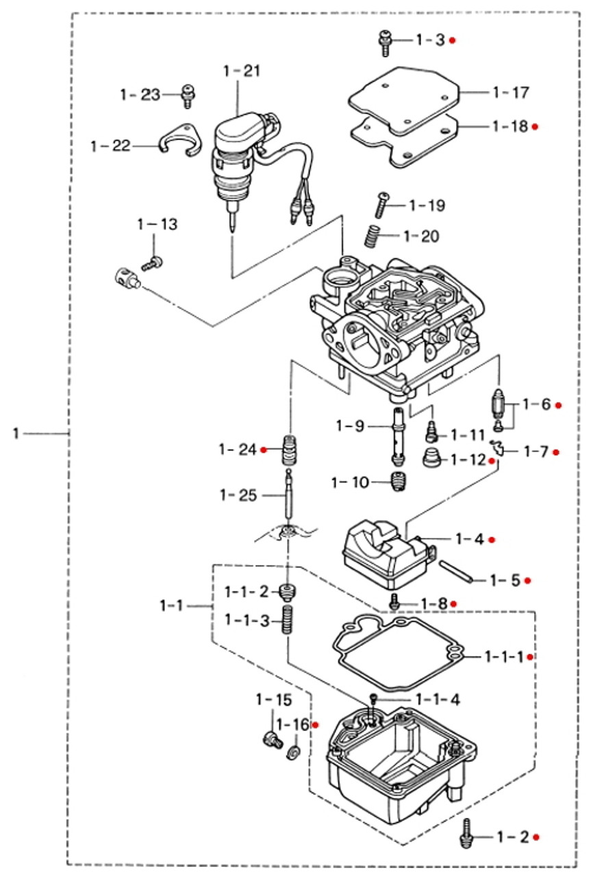 3R3871221M Tohatsu & Nissan Marine Carburetor Repair Kit