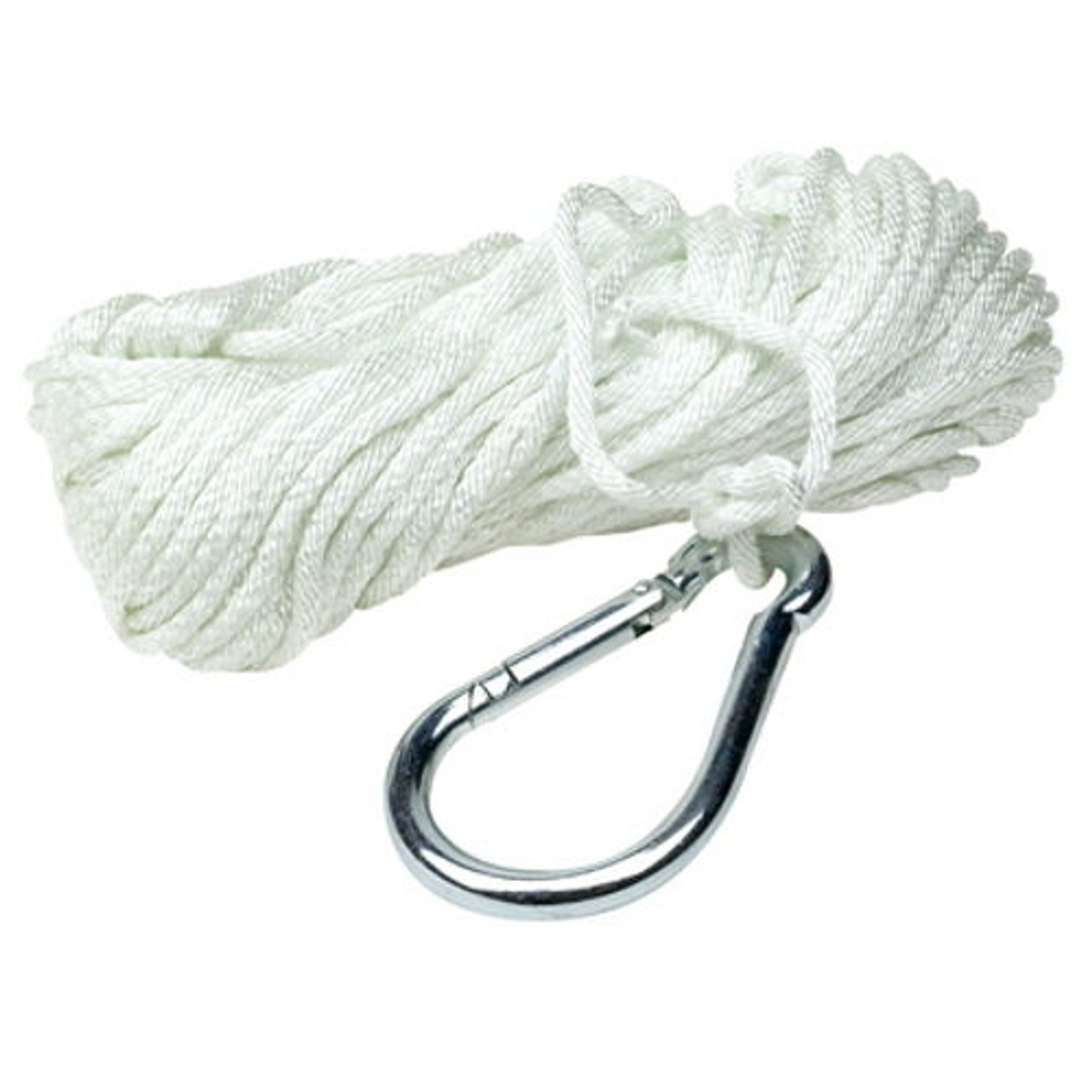 3/16 Inch x 100 Ft Solid Braid Nylon Anchor Line with Hook for Boats -  White's Marine