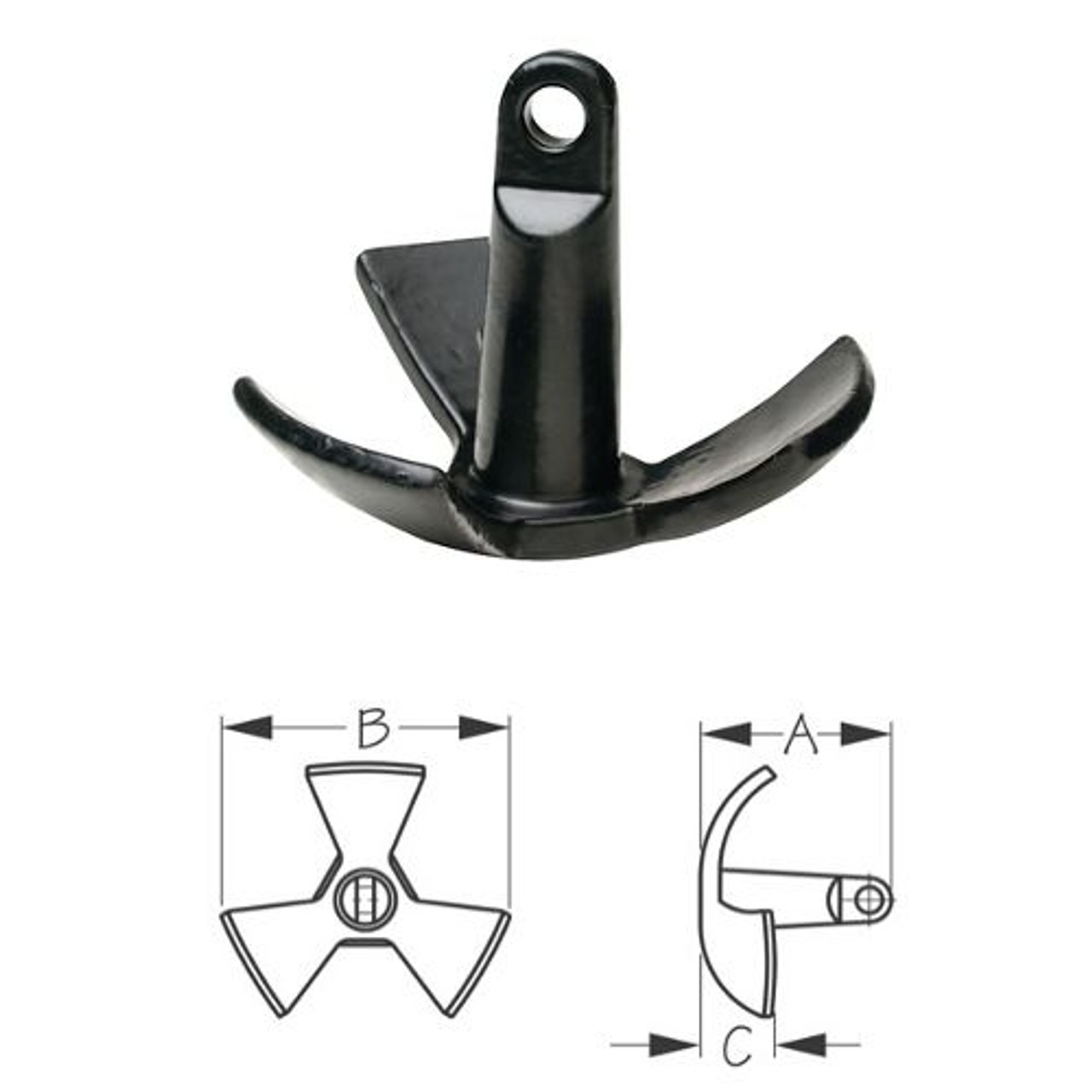 20 lb Black Vinly Coated Cast Iron River Anchor for Boats