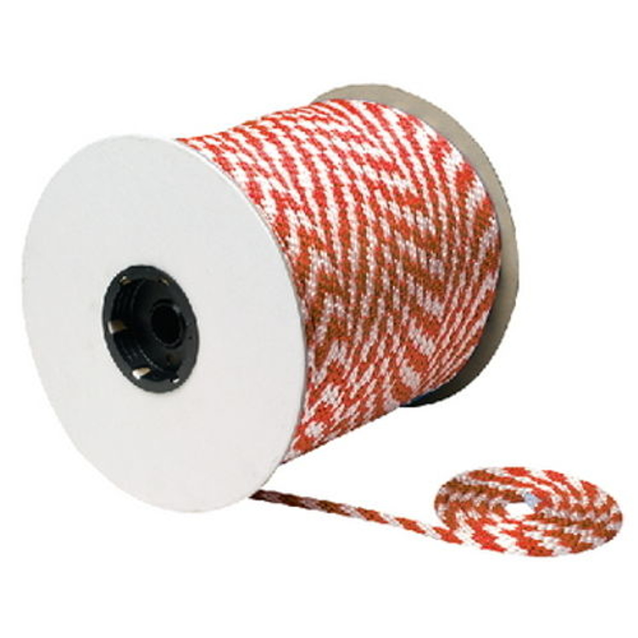 3/8 Inch x 500 Ft White and Red Solid Braid MFP Rope Spool for Boats