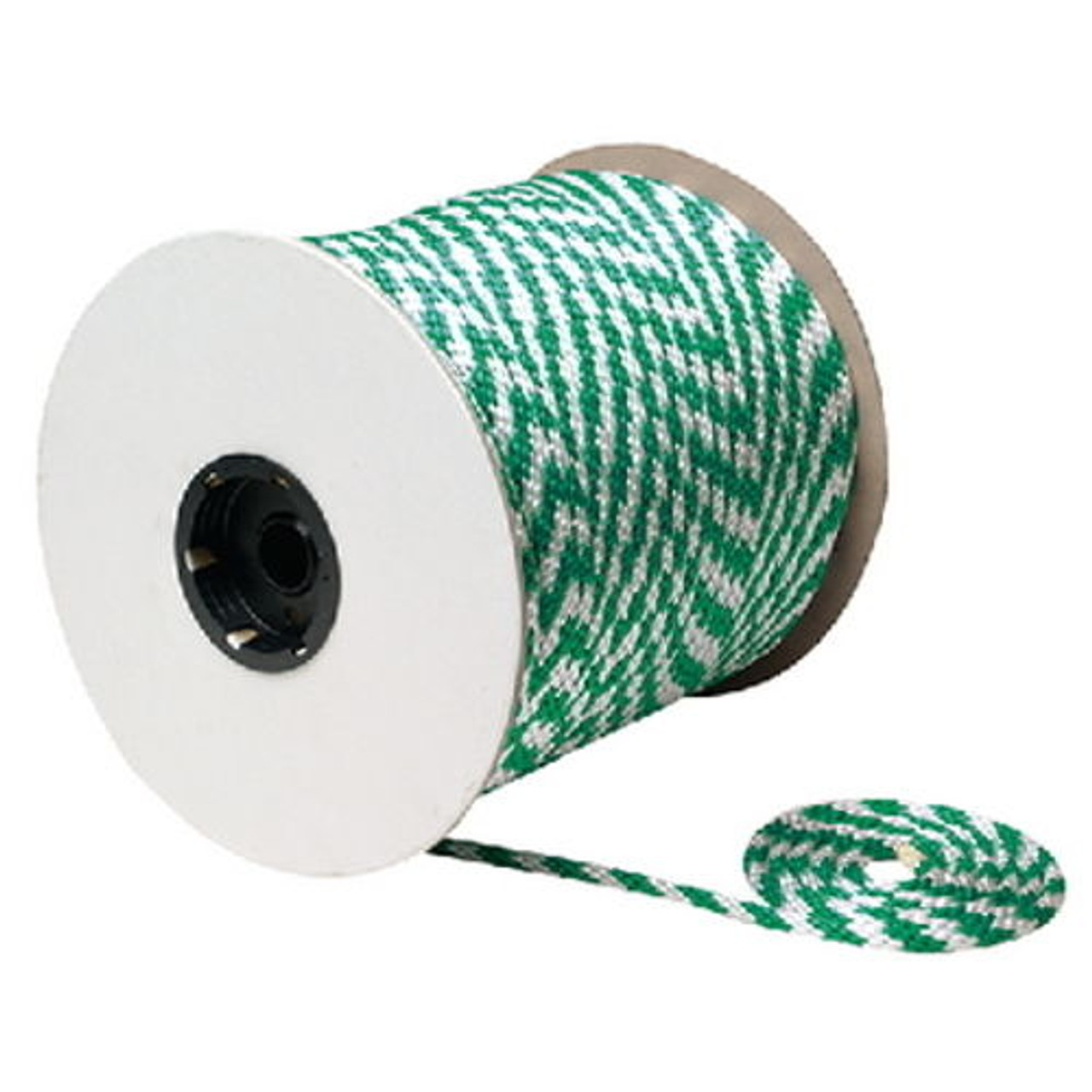 3/8 Inch x 500 Ft White and Green Solid Braid MFP Rope Spool for Boats