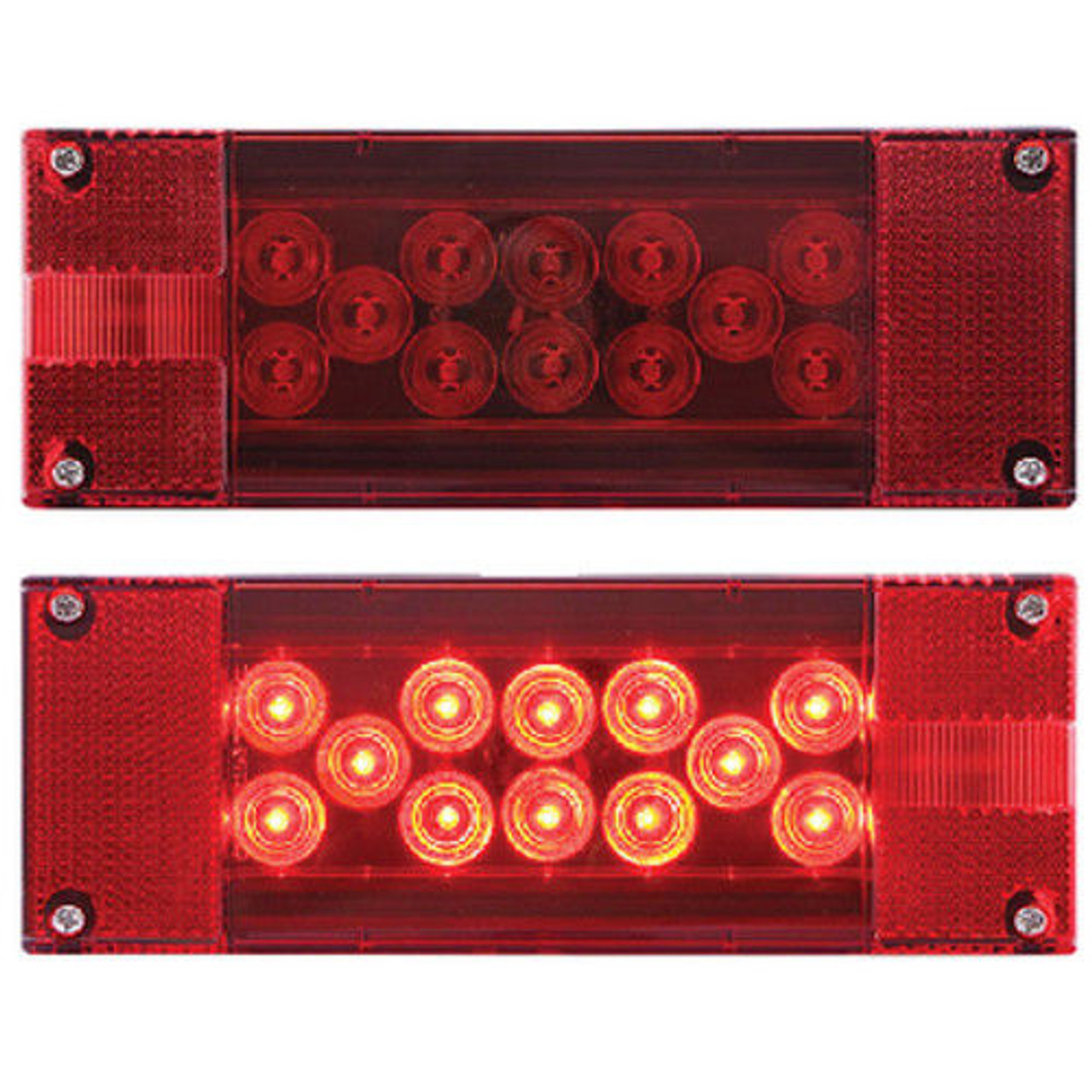LED Low Profile Waterproof Over 80 Inch Wide Boat Trailer Tail Light Set