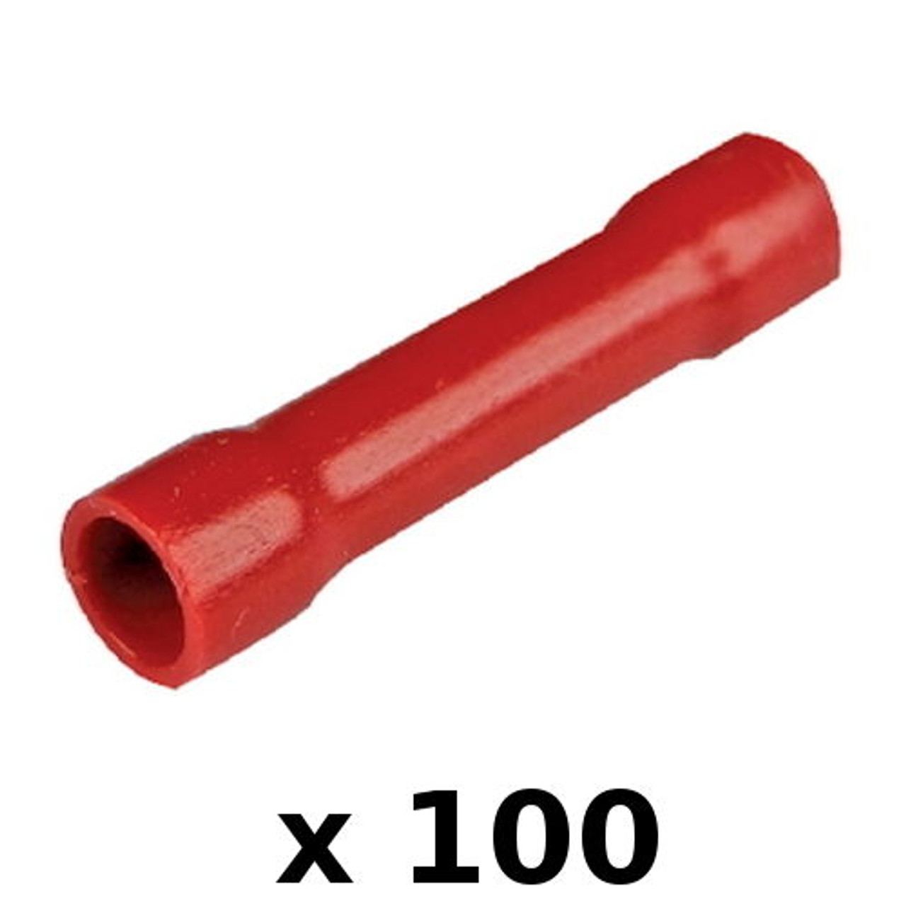 100 Pack Red 22-18 AWG Vinyl Insulated Butt Connector Terminals for Boats