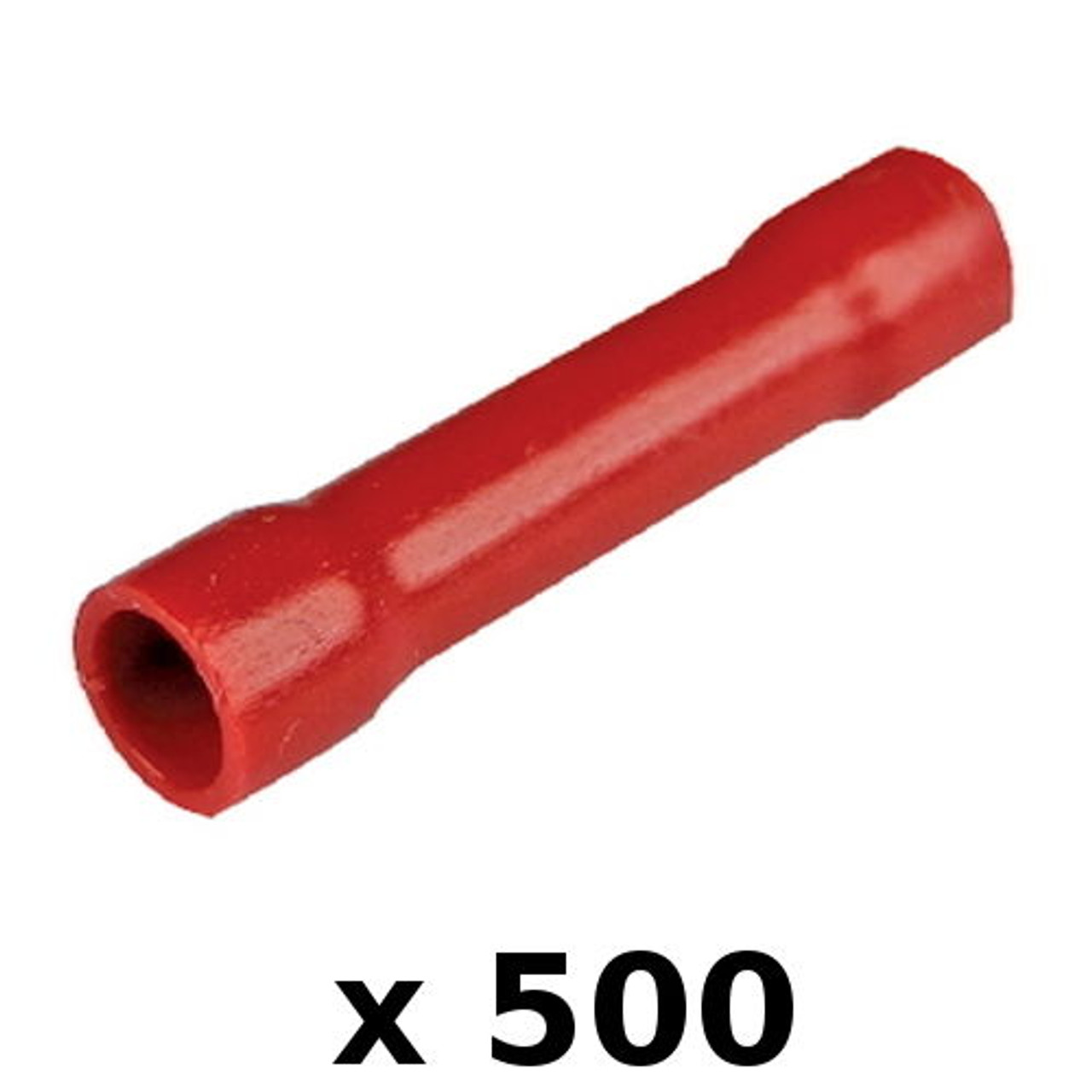 500 Pack Red 22-18 AWG Vinyl Insulated Butt Connector Terminals for Boats