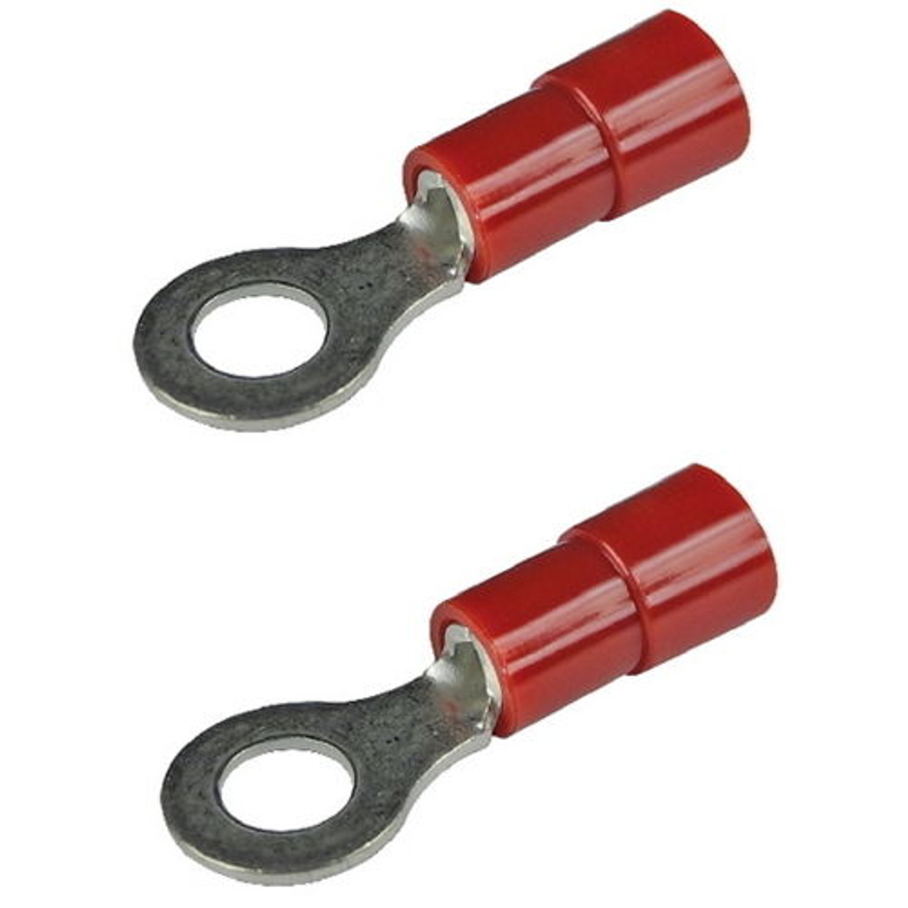 2 Pack Red 8 AWG Nylon Insulated #10 Ring Terminals for Boats