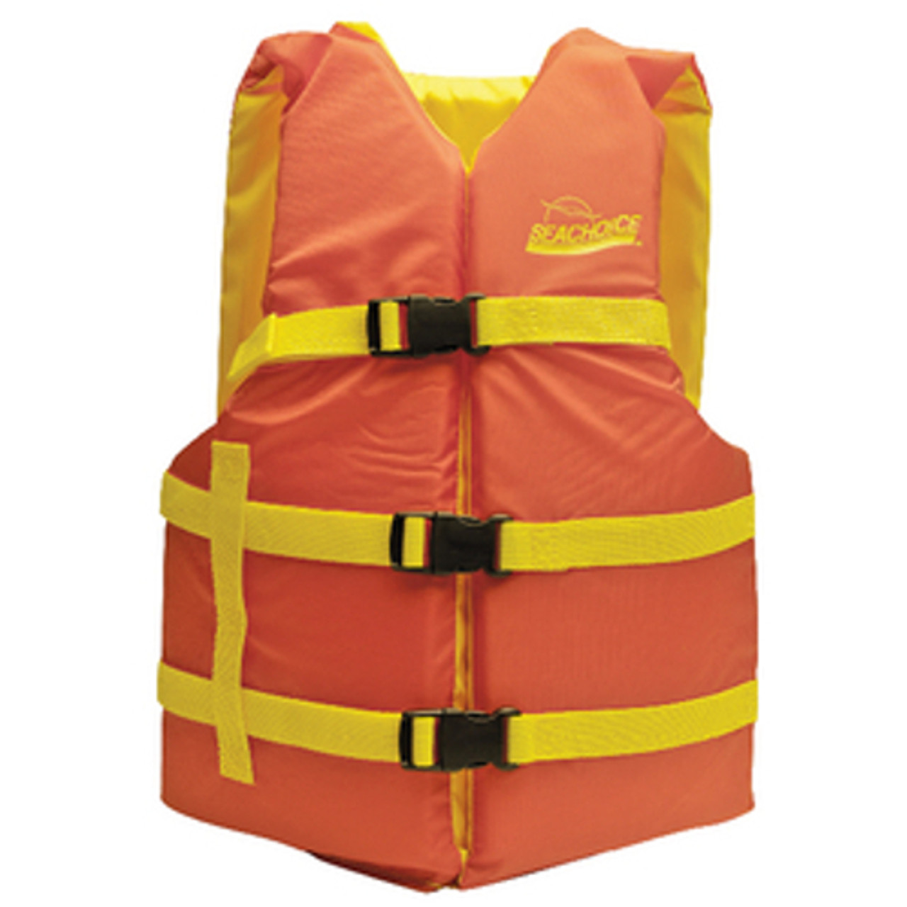 Seachoice Orange and Yellow Adult Universal Small to Large Sized Type III PFD Safety, Life & Ski Vest for Boats