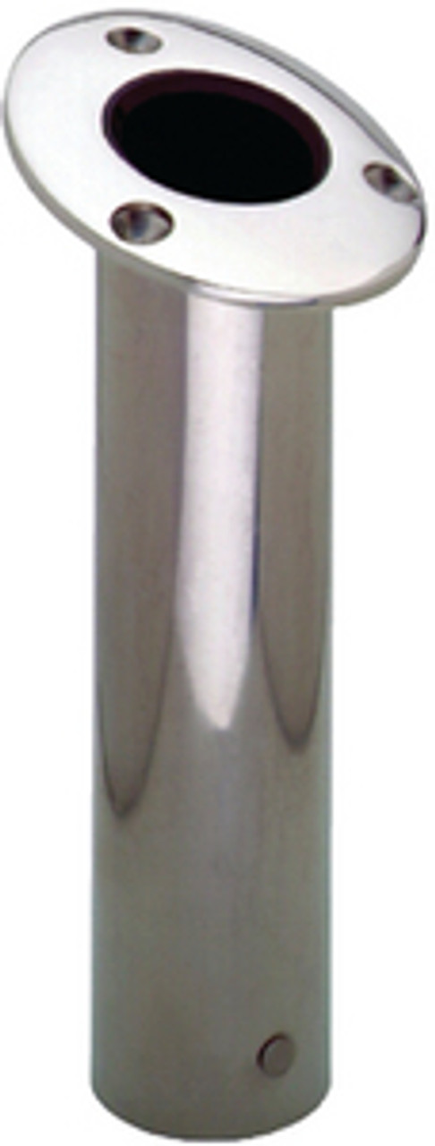 AttwoodÂ® - Stainless Steel Flush Mount Rod Holder - 15Â° Angle - Black  Liner - 7 Â½ L x 2 OD Size - White's Marine