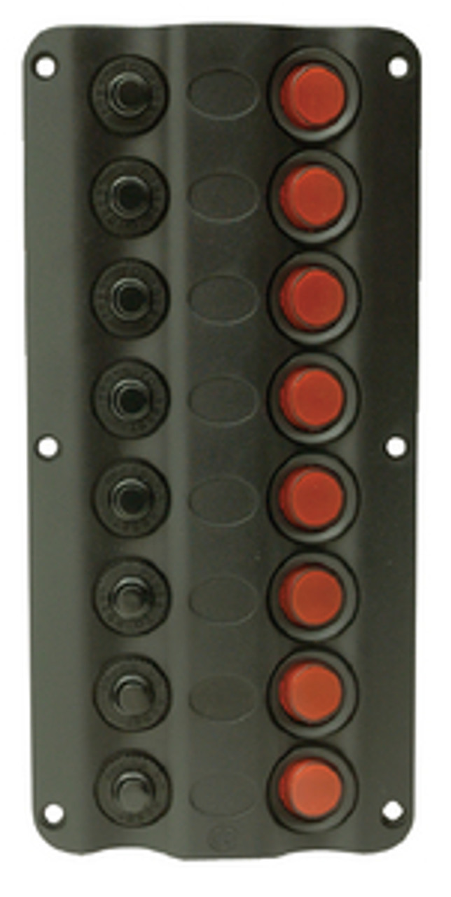 Contoured 8 Gang LED Rocker Switch Panel with Circuit Breakers for Boats