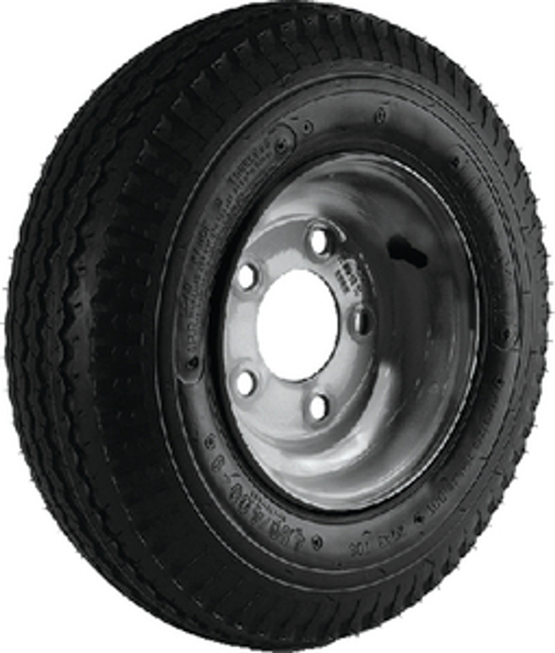 LOADSTAR - 8" BIAS TIRE AND WHEEL ASSEMBLY - Tire: 480-8 K371 Bolt Pattern: 5 on 4Â½" Wheel: Solid Finish: Galvanized Load Range: B Ply: 4 Max Load: 590 lbs.