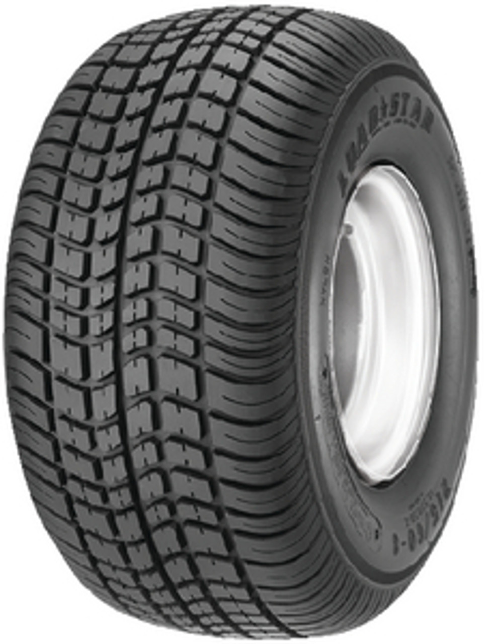 LOADSTAR - 10" WIDE PROFILE TIRE AND WHEEL ASSEMBLY - Tire: 205/65-10 K399 BIAS Bolt Pattern: 5 on 4Â½" Wheel: 10 x 6 Solid Finish: White Load Range: E Ply: 10 Max Load: 1650 lbs.