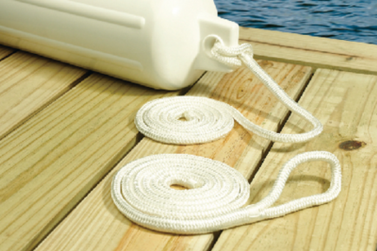 SEACHOICEÂ® - DOUBLE BRAIDED NYLON FENDER LINE - Size: Â¼" x 6' Color: White Pack: 2