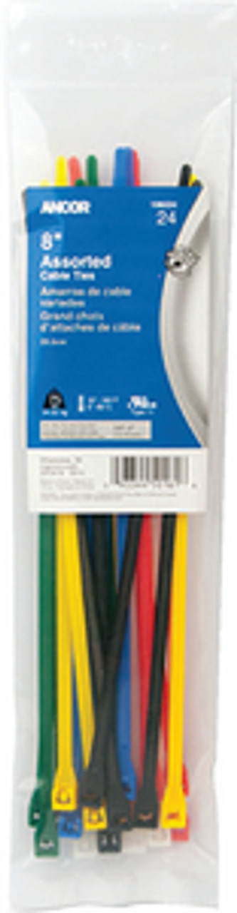 ANCOR -MARINE STANDARD CABLE TIE KITS - Size: 8" Color: Assorted Pack: 24