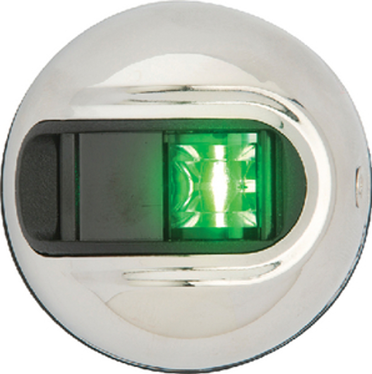 attwoodÂ® - LIGHTARMORâ„¢ LED VERTICAL SURFACE MOUNT SIDE LIGHT - Description: Round Type: Starboard Lens: Green Housing: Stainless Visibility: 2 nm
