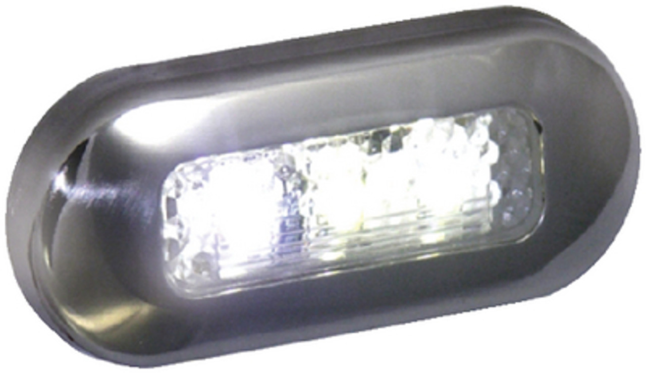 TH MARINE - LED OBLONG COURTESY LIGHTS - Size: 3" L x 1Â¼" W x 1" H LEDs: 3 White