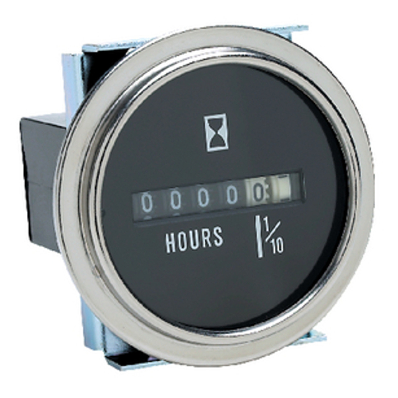 Black Faced Round Hourmeter Gauge with Chrome Bezel for Boats