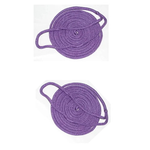 1/4 Inch x 6 Ft Purple Double Braid Nylon Fender Lines for Boats - Pack of 2