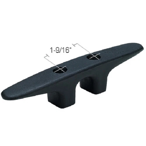 Seachoice 6 Inch Black Plastic Hollow Base Cleat for Boats and Docks