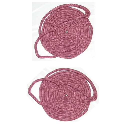 2 Pack of 3/8 Inch x 6 Ft Burgundy Double Braid Nylon Fender Lines for Boats