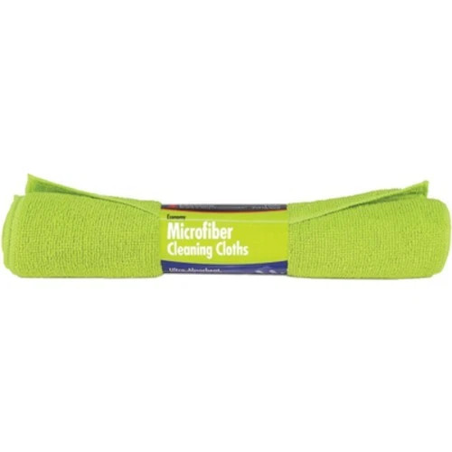 Buffalo Rewashable Economy Microfiber Cleaning Cloths, Green - 3 Pack