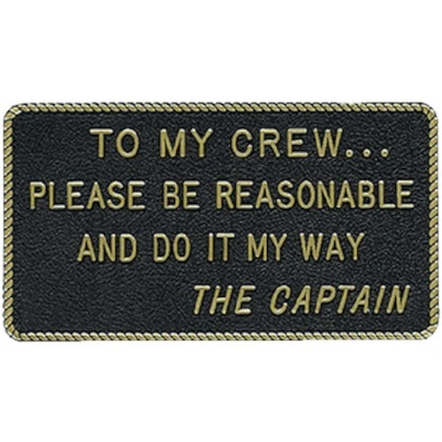 Bernard Engraving Plaque "To My Crew" - Fun Engraved Plaque for Boats