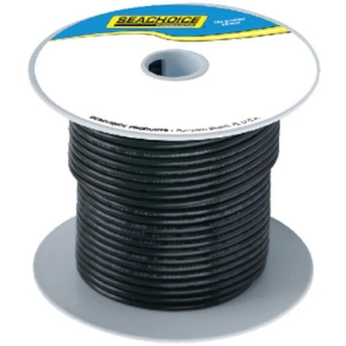 Seachoice 2 Guage Tinned Copper Marine Wire, Black - 100 Foot Roll