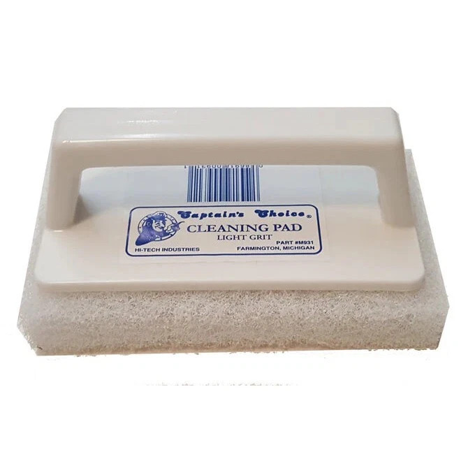 Captain's Choice Light Grade Cleaning Pad with 3-1/2" x 6" Handle, White