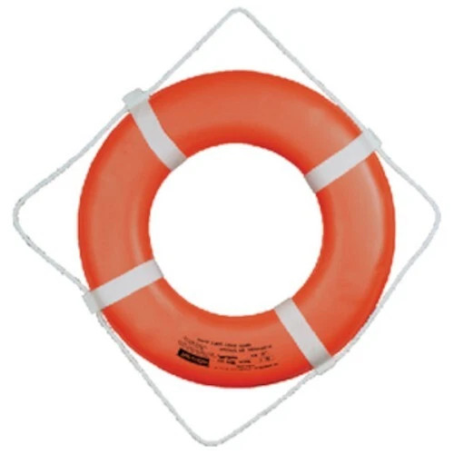Cal June Buoys Closed Foam 20 Inch Life Ring with Webbing Straps - Orange