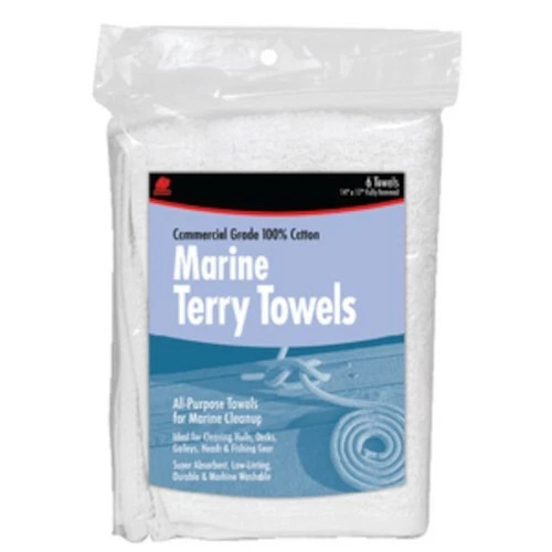 Buffalo Marine 14 Inch x 17 Inch Rewashable Cotton Terry Towels - 12 Pack