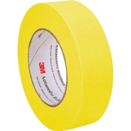 3M Automotive Refinish Crepe Paper Masking Tape, Yellow - 24mm x 180ft
