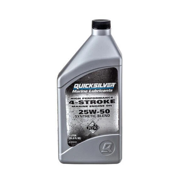 Quicksilver 4-Stroke Synthetic Blend Marine Engine Oil 25W-50, Quart