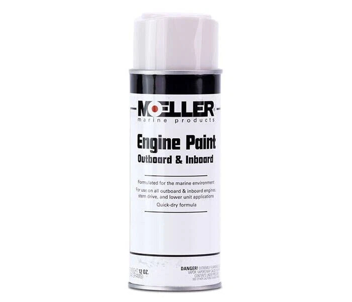 Moeller OMC 1964-76 White Outboard Engine Paint - 12 oz. Aerosol Spray