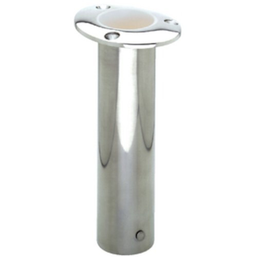 Attwood Marine Stainless Steel Flush Mount White Open End Rod Holder,0-Degree