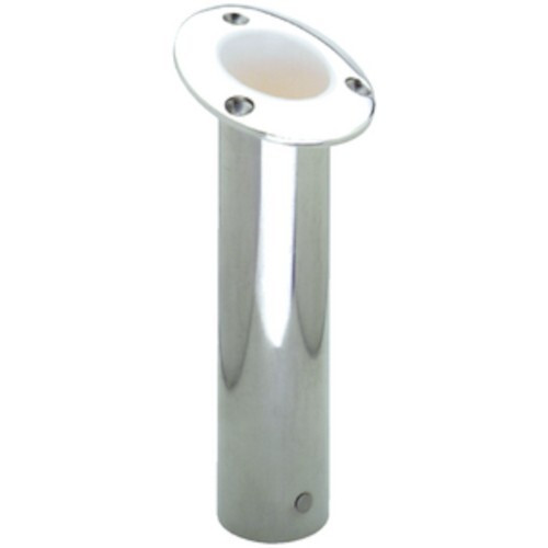 Attwood Marine Stainless Steel Flush Mount White Open End Rod Holder,15-Degree