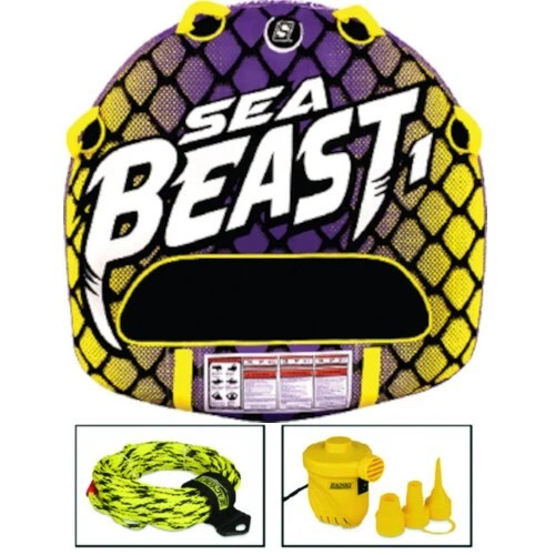 Seachoice 50 x 48 Inch 1 Rider Sea-Beast 1 Deck Towable Tube Bundle for Boats