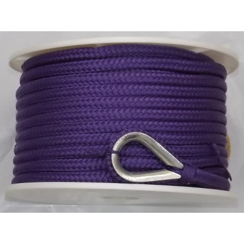 3/8 Inch x 100 Ft Purple Double Braid Nylon Anchor Line for Boats