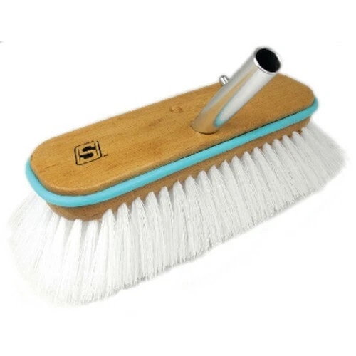 Seachoice 10 Inch Wood Deck Brush with Bumper, Stiff Bristles