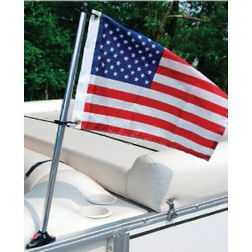 Taylor Made 24 Inch Pontoon Flag Pole, Socket and 12 x 18 Inch American Flag Kit