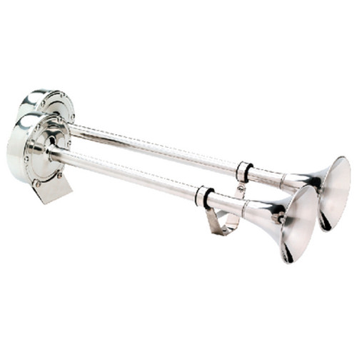 203/4 Inch Stainless Steel Electronic Dual Trumpet Boat Horn 109 Db White's Marine