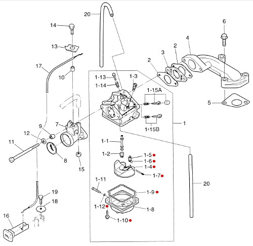 3AB871220M Tohatsu & Nissan Marine Carburetor Repair Kit